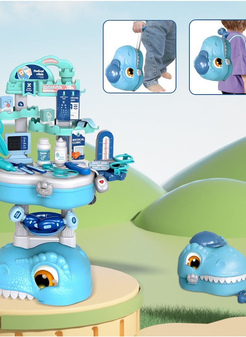 MEBEGIN 45 Pcs Dinosaur-shaped Medical Playset with Trolley Case and Bag, 3 in 1 Medical-themed Pretend Toy, Simulation Play Doctor Toys Set with Various Accessaries, Creative Safety Play House Toys, Ideal Gift for Kids Aged 3+  - Image 5