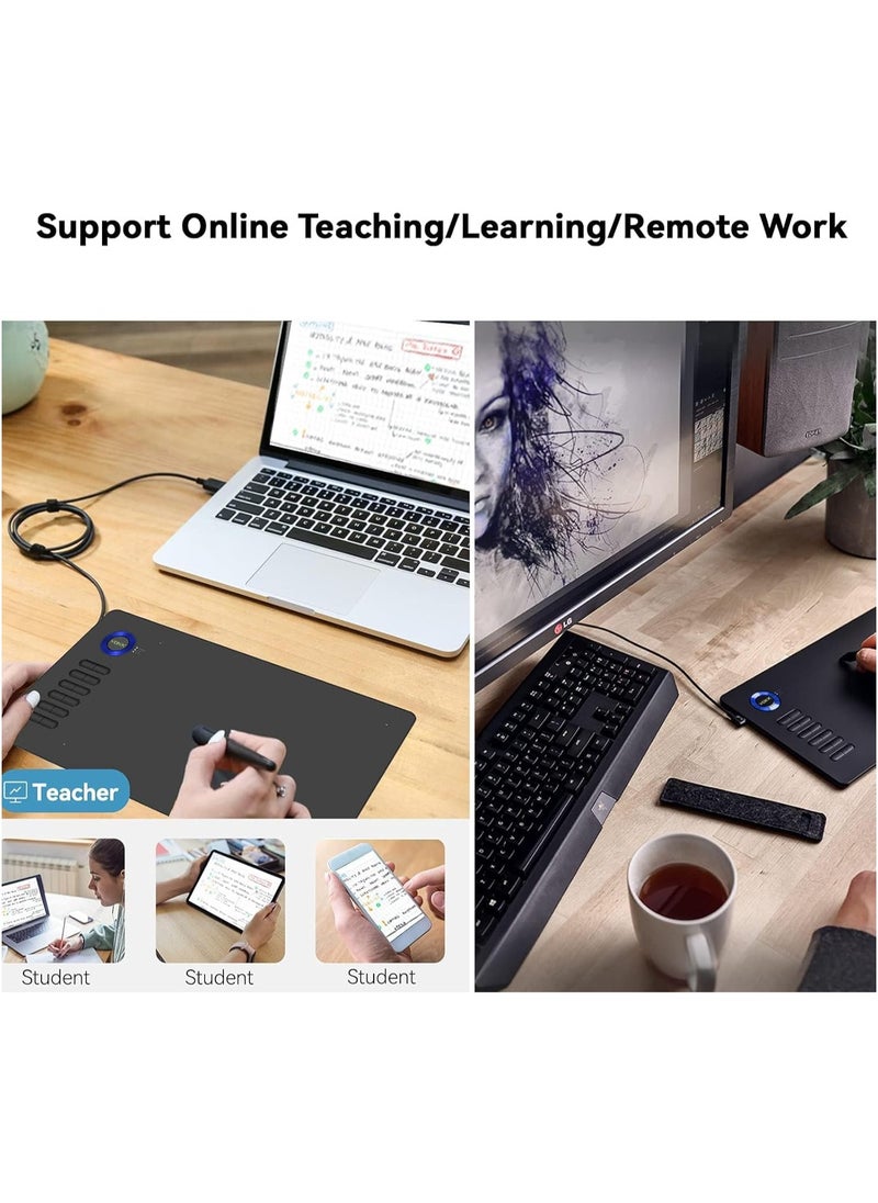 Veikk - A15 10x6" Graphic Drawing Tablet with Battery-Free Stylus, 8192 Pressure Levels, 12 Customizable Shortcut Keys, Tilt Support - Image 1
