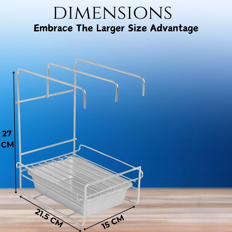 YUMUN Premium Stainless Steel Countertop Sink Organizer with Drip Tray Adhesive Sticker The Perfect Kitchen Sink Rack Washbasin Organizer for a Tidy Efficient Home - Image 2