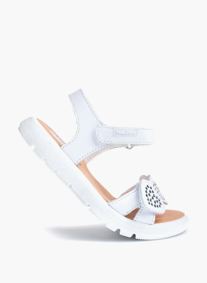 بابلوسكي Girls' Embellished Sandals with Hook and Loop Closure