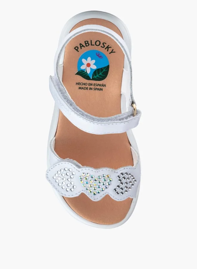 بابلوسكي Girls' Embellished Sandals with Hook and Loop Closure