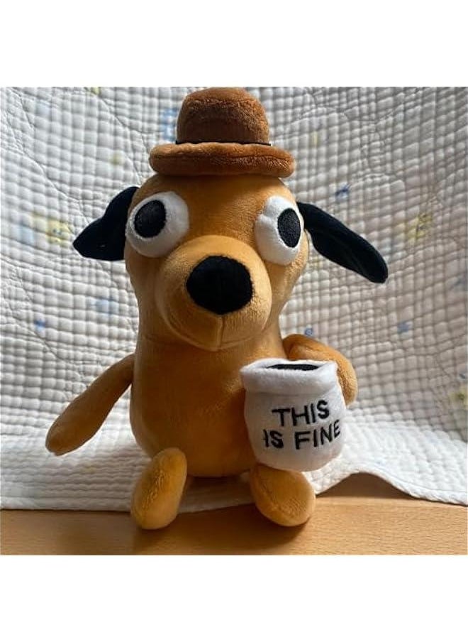 Generic - Bundle 2pcs This is Fine Dog Plush, 11 inches Sized, Funny Humor Hilarious Office Working Worker Coffee Dog Meme Plushies, Stuffed Animals Doll Toys Plushie, Xmas Birthday Toy Gifts - Image 1