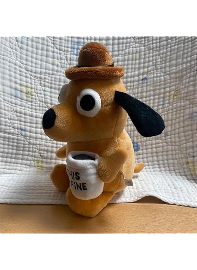 Generic - Bundle 2pcs This is Fine Dog Plush, 11 inches Sized, Funny Humor Hilarious Office Working Worker Coffee Dog Meme Plushies, Stuffed Animals Doll Toys Plushie, Xmas Birthday Toy Gifts - Image 1
