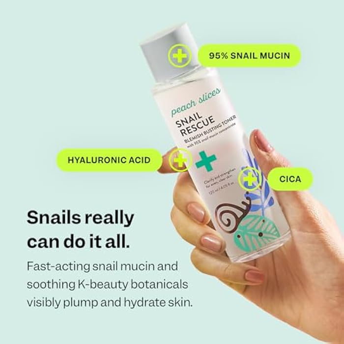 Peach Slices - Snail Rescue Blemish Busting Toner (4.05 oz) - 95% Snail Mucin Concentrate - Clarify, Strengthen, Balance - Hyaluronic Acid & CICA - Vegan & Cruelty Free - Korean Skin Care & Beauty - Image 3