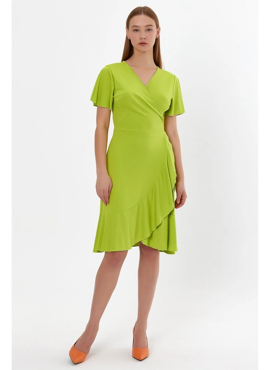 Alexander Gardi Tie-Up Flounce Double Breasted Dress (B23-499B)