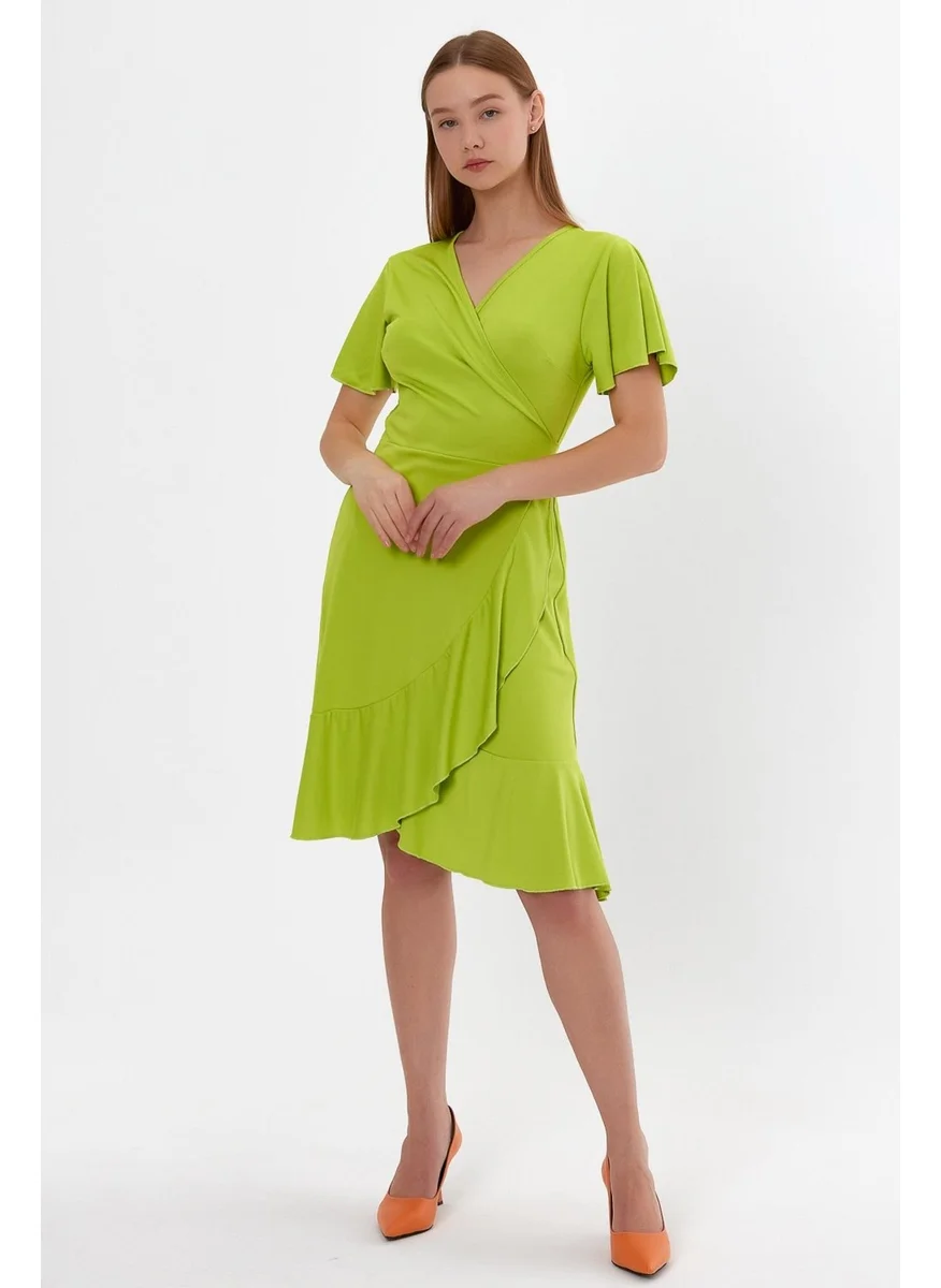 Alexander Gardi Tie-Up Flounce Double Breasted Dress (B23-499B)