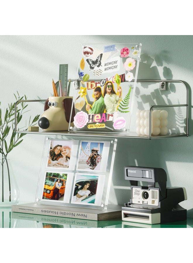 WINKINE Polaroid Frame for i-Type/600/SX-70/Films, Photo Collage Frame, Polaroid Frame for Instant Photos, Tabletop Floating DIY Pressed Flower Art Display (Clear) - Image 5