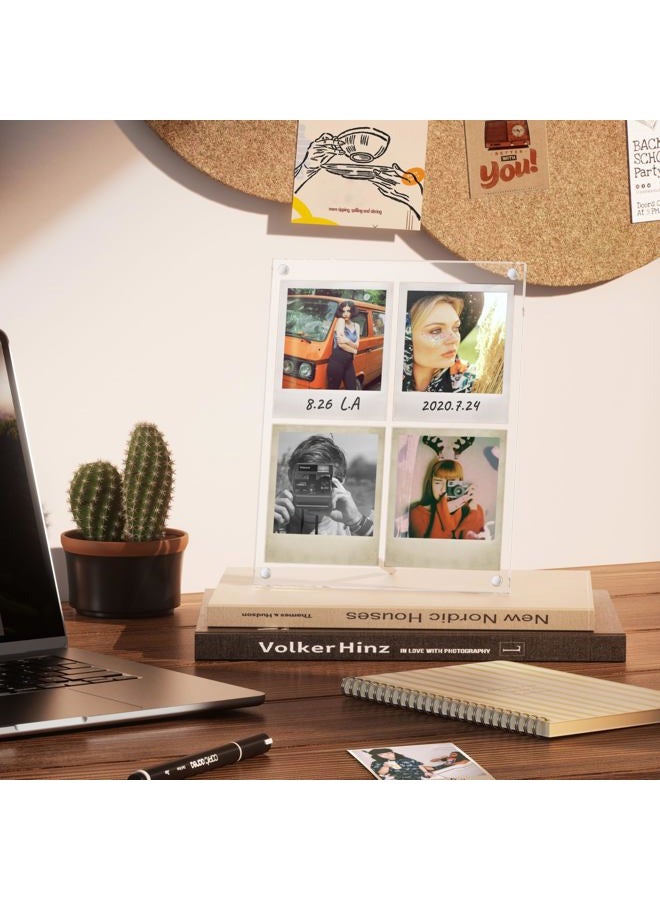 WINKINE Polaroid Frame for i-Type/600/SX-70/Films, Photo Collage Frame, Polaroid Frame for Instant Photos, Tabletop Floating DIY Pressed Flower Art Display (Clear) - Image 4