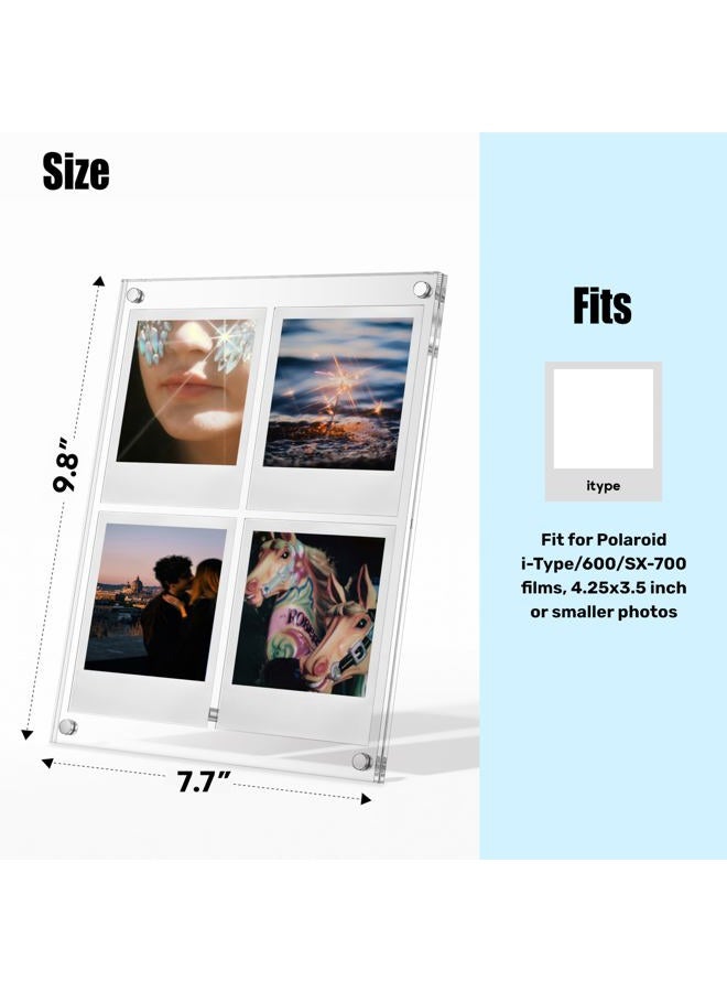 WINKINE Polaroid Frame for i-Type/600/SX-70/Films, Photo Collage Frame, Polaroid Frame for Instant Photos, Tabletop Floating DIY Pressed Flower Art Display (Clear) - Image 2