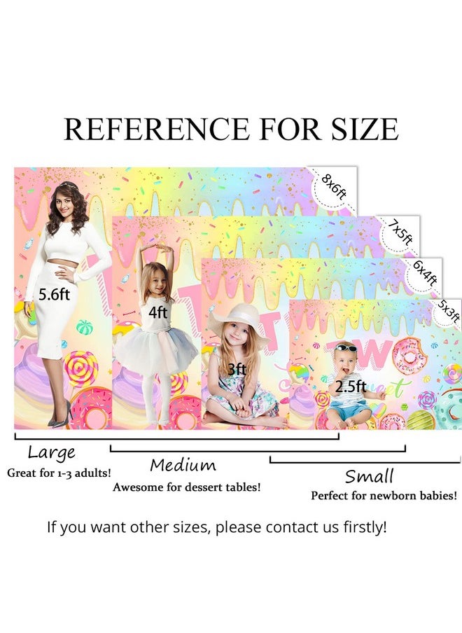 Mocsicka Donut Two Sweet Birthday Backdrop Sweet Candy Second Birthday Party Decorations Background Cake Table Banner Happy 2Nd Birthday Party Supplies (7X5Ft (82X60 Inch))  - Image 4
