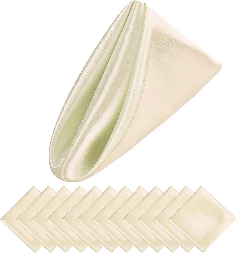 Beige Satin Dinner Napkins 30x30cm 100PCS Soft Square Cloth Napkins For Wedding Christmas Thanksgiving - Image 1