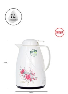 Regal Vacuum Flask Jug Pink Flower Texture 1 Litre Heat Insulated Thermos for Long Hour Beverages Use  - Image 1