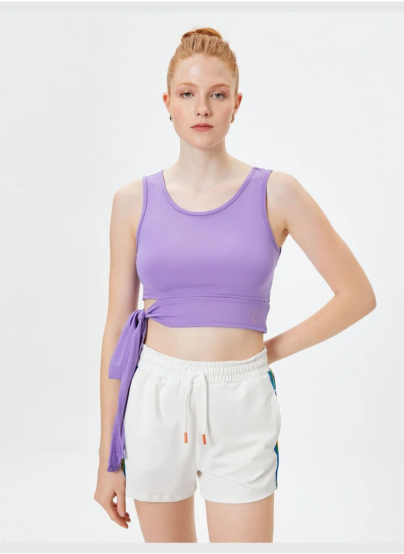 كوتون Side Tie Detail Sports Bra U Neck