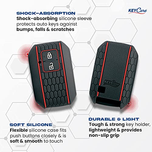 keyzone Keycare Silicone Key Cover and Keychain Compatible for Suzuki Victoris, e Vitara, Fronx, jimny, Grand Vitara, Ertiga, Brezza, XL6, Swift, Dzire,Ignis 2 Button Smart Key (KCMini Red/Black) - Image 4
