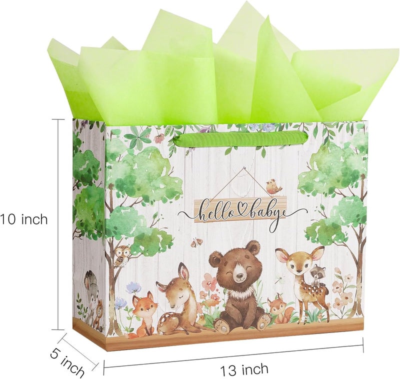 Hello Baby Gift Bag for Newborns with Woodland Animal Design - Image 2