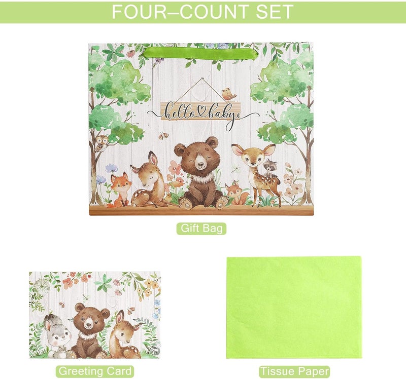 Hello Baby Gift Bag for Newborns with Woodland Animal Design - Image 3