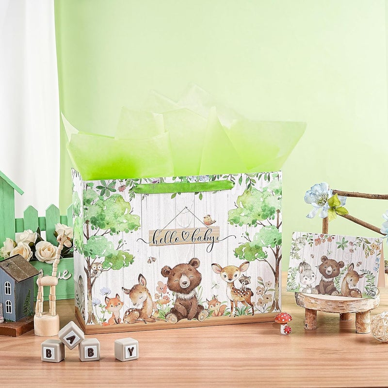 Hello Baby Gift Bag for Newborns with Woodland Animal Design - Image 4
