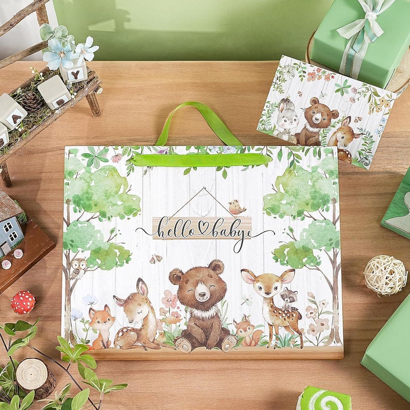 Hello Baby Gift Bag for Newborns with Woodland Animal Design - Image 5