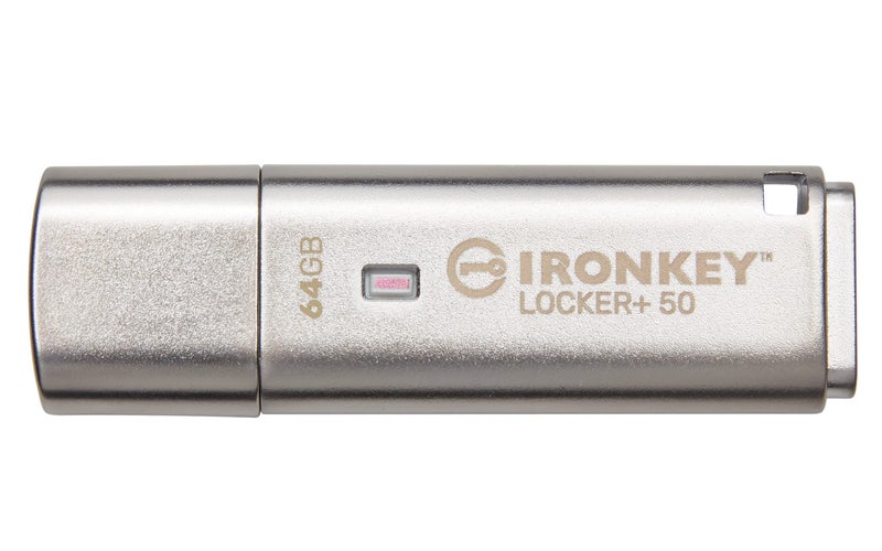 Kingston Ironkey Locker+ 50 64GB Encrypted USB Flash Drive | USB 3.2 Gen 1 | XTS-AES Protection & TAA Compliant | Multi-Password Security Options | Automatic Cloud Backup | Metal Casing | IKLP50/64GB - Image 1