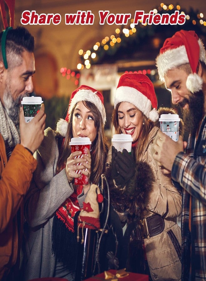 Bapmnicc 50 Pack Christmas Disposable Coffee Cups with Lids & Sleeves, To Go Coffee Cups 16 oz, Holiday Paper Cups for Hot Cocoa, Hot Chocolate, Drinks Supplies, Xmas Dinner Party - Image 5
