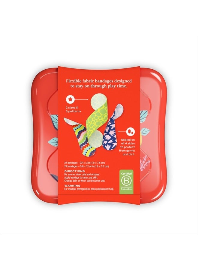 Welly ضمادات | شارات الشجاعة من القماش المرن اللاصق | أشكال متنوعة للجروح والخدوش الصغيرة | علبة إسعافات أولية ملونة وممتعة | أنماط الديناصورات - 48 قطعة - Image 2