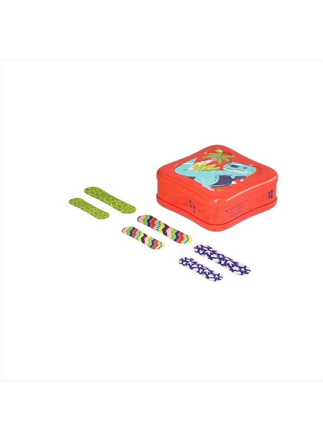 Welly ضمادات | شارات الشجاعة من القماش المرن اللاصق | أشكال متنوعة للجروح والخدوش الصغيرة | علبة إسعافات أولية ملونة وممتعة | أنماط الديناصورات - 48 قطعة - Image 5