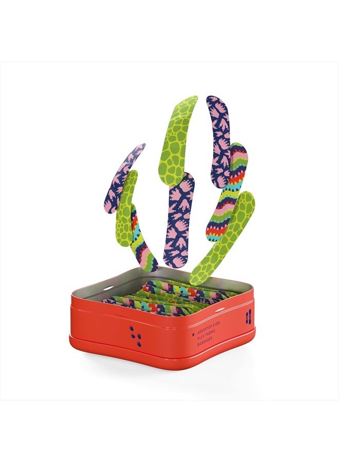 Welly ضمادات | شارات الشجاعة من القماش المرن اللاصق | أشكال متنوعة للجروح والخدوش الصغيرة | علبة إسعافات أولية ملونة وممتعة | أنماط الديناصورات - 48 قطعة - Image 3