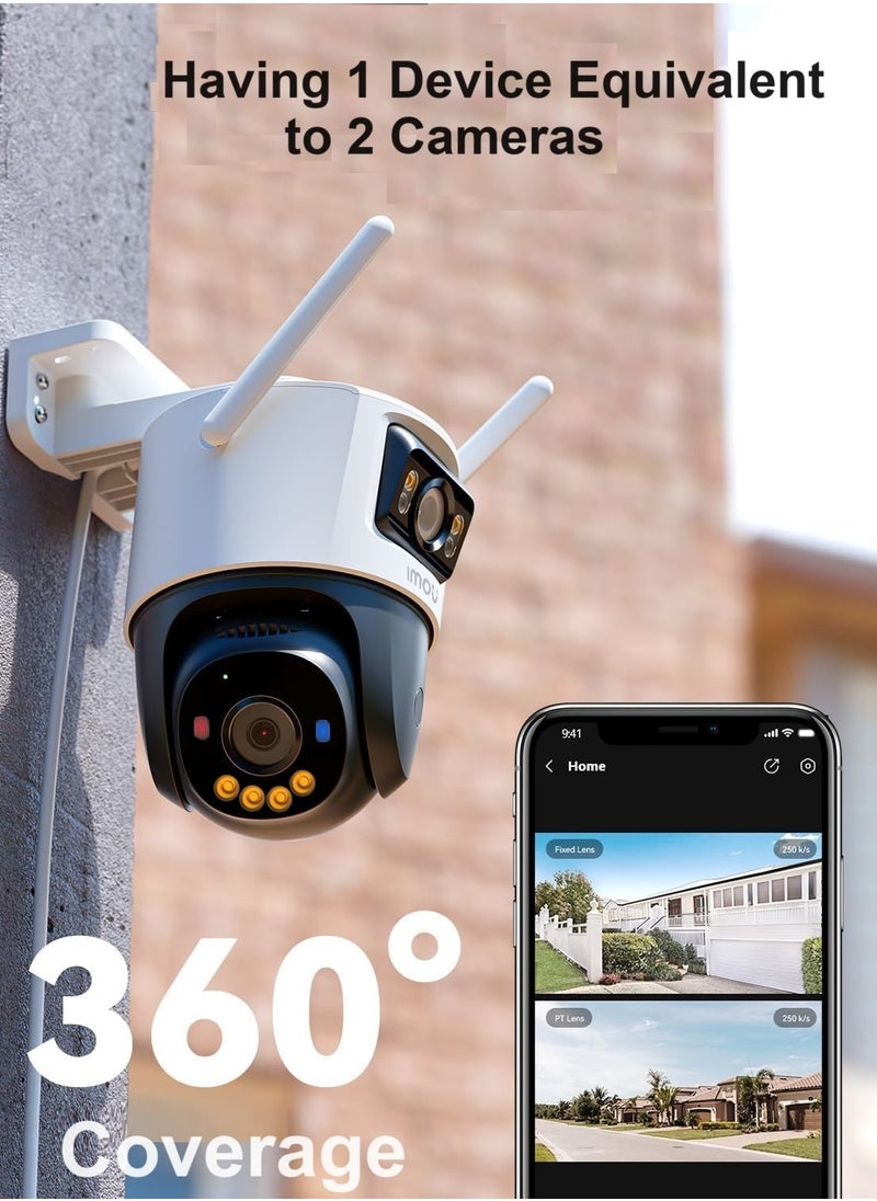 IMOU - Cruiser Dual Lens 6MP 3K Outdoor WiFi Surveillance Camera, Resolution (3MP fixed lens and 3MP PT lens), Color Night Vision up to 30m, AI Person/Vehicle Detection, Automatic PT Tracking, Two-Way Audio, IP66 (IPC-S7XEN-6M0WED) - Image 1