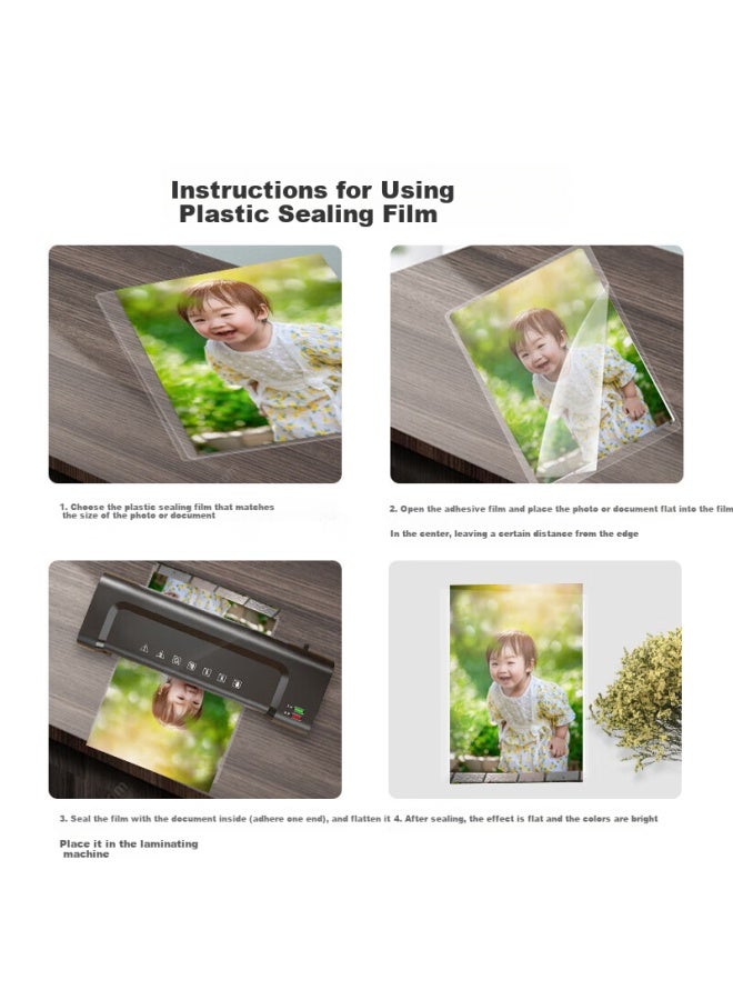 Huiwei Huiwei 7-inch 7-wire Document Laminating Machine Plastic Sealing Machine Film Laminating Paper Photo Laminating Film High-quality Special Card Protection Film / Laminating Film 100 Sheets/ Pack 70 Thi - Image 3