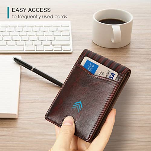 Pefiam Full Grain Leather Wallets for Men, Bifold Wallets for Men, Mens Leather Wallets with 12 Slots, RFID Blocking, Gifts for Men (USA Flag, Red) - Image 4
