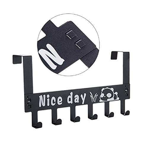 AKRIZA Multipurpose Over The Door Hook Rack Metal 6 Hooks Hanger Storage Holder Hanging Coat Hat Wardrobe Storage (Black) - Image 3