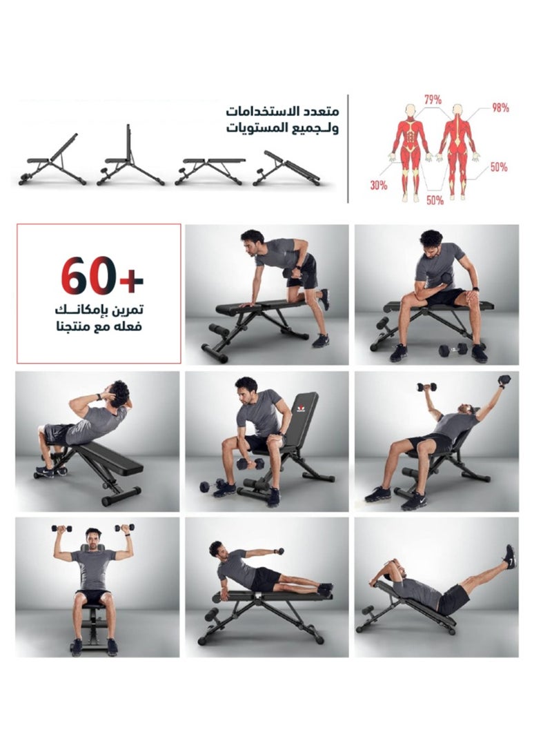 Adjustable Weight Bench Full Body Workout Multi-Purpose Foldable Incline Decline Exercise Workout Bench for Home Gym