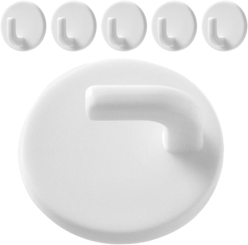 DECHOUS Self Adhesive Small Wall Hooks 6pcs Strong Sticky Round Hooks No Drilling Damage for Bathroom Kitchen Towel Coat Hanger Home Storage Organization - Image 1
