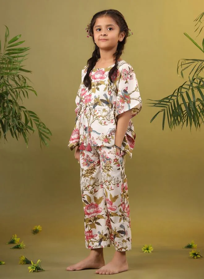 sanskrutihomes sanskrutihomes Floral Print Drawstring Top and Pyjama Set