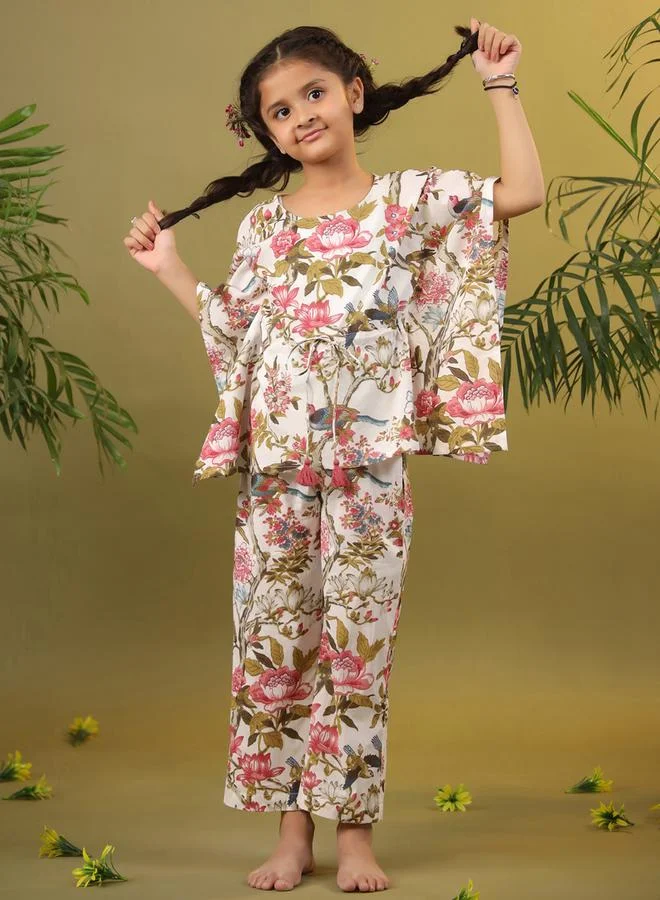 sanskrutihomes sanskrutihomes Floral Print Drawstring Top and Pyjama Set