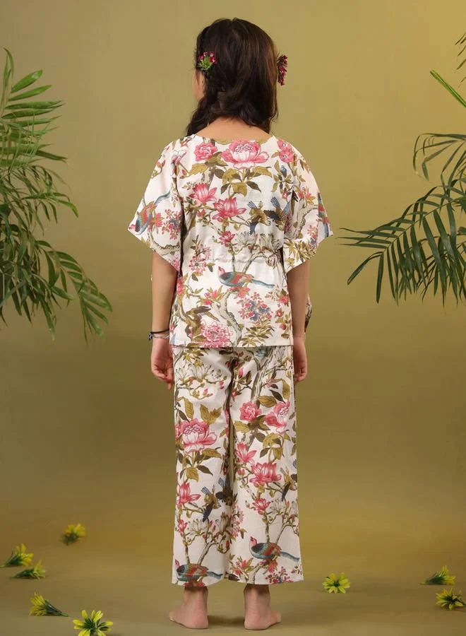 sanskrutihomes sanskrutihomes Floral Print Drawstring Top and Pyjama Set