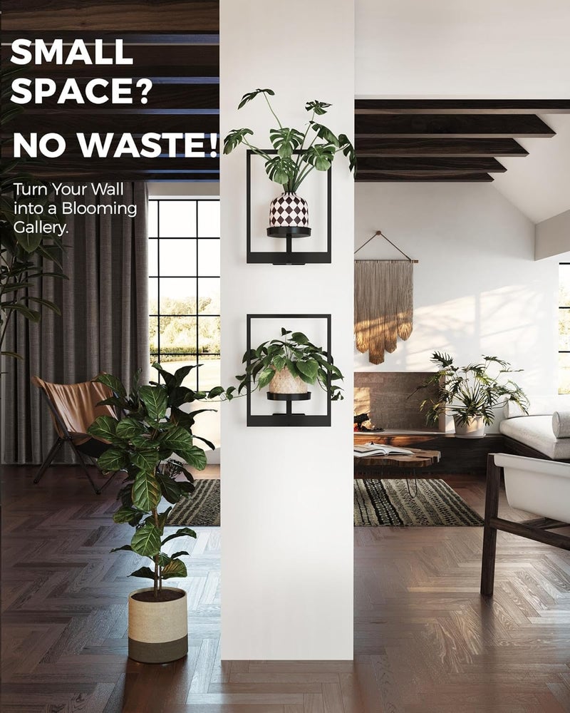 Bamworld Multi-color available build Plant Stand Indoor Wall Decor Metal Plant Hanger Indoor Hanging Plant Holder Wall-Mounted Planters Outdoor Plant Rack Black 2 Pack (Patent Design) Remote area delivery - Image 3