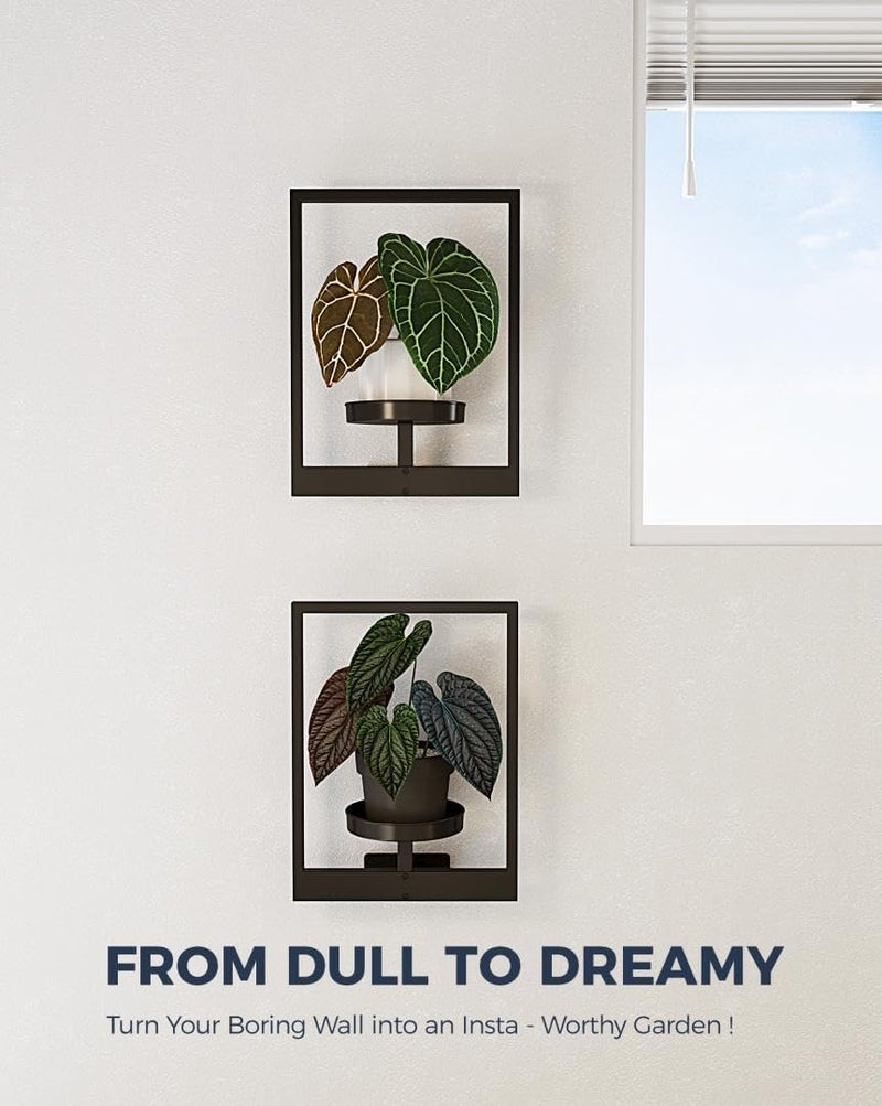Bamworld Multi-color available build Plant Stand Indoor Wall Decor Metal Plant Hanger Indoor Hanging Plant Holder Wall-Mounted Planters Outdoor Plant Rack Black 2 Pack (Patent Design) Remote area delivery - Image 5