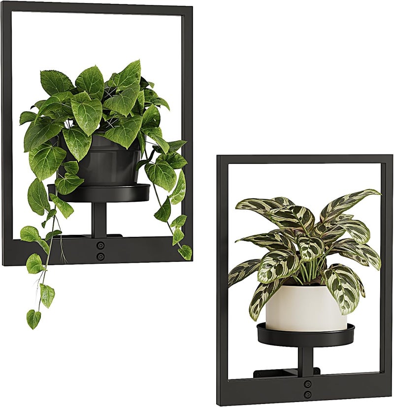 Bamworld Multi-color available build Plant Stand Indoor Wall Decor Metal Plant Hanger Indoor Hanging Plant Holder Wall-Mounted Planters Outdoor Plant Rack Black 2 Pack (Patent Design) Remote area delivery - Image 1