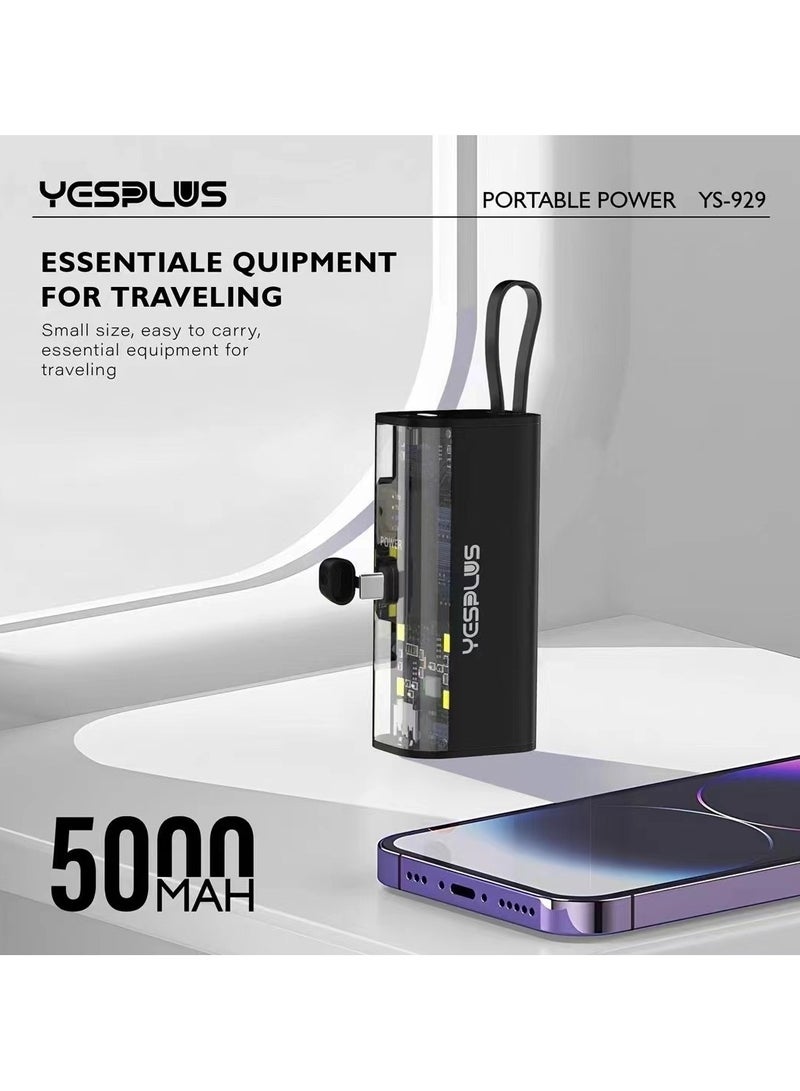 Yesplus YS-929 5000mAh Mini Fast Charging Power Bank – Compact & Travel-Friendly Design - Image 1
