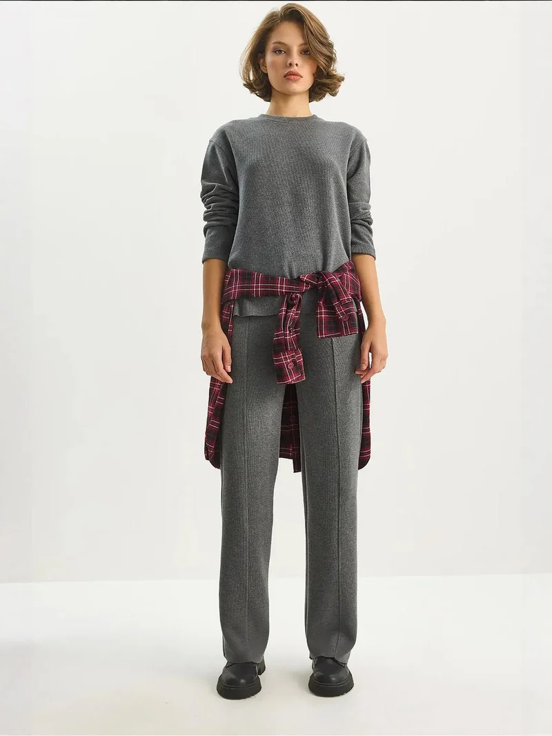 LUCCI Ribbed Knitwear Two-Piece Coord Set