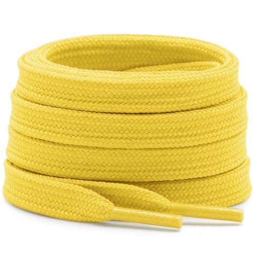 DELELE Solid Flat Shoe Laces Hollow Thick Light Yellow Shoelaces for Sneakers 2 Pair 79 inch - Image 1