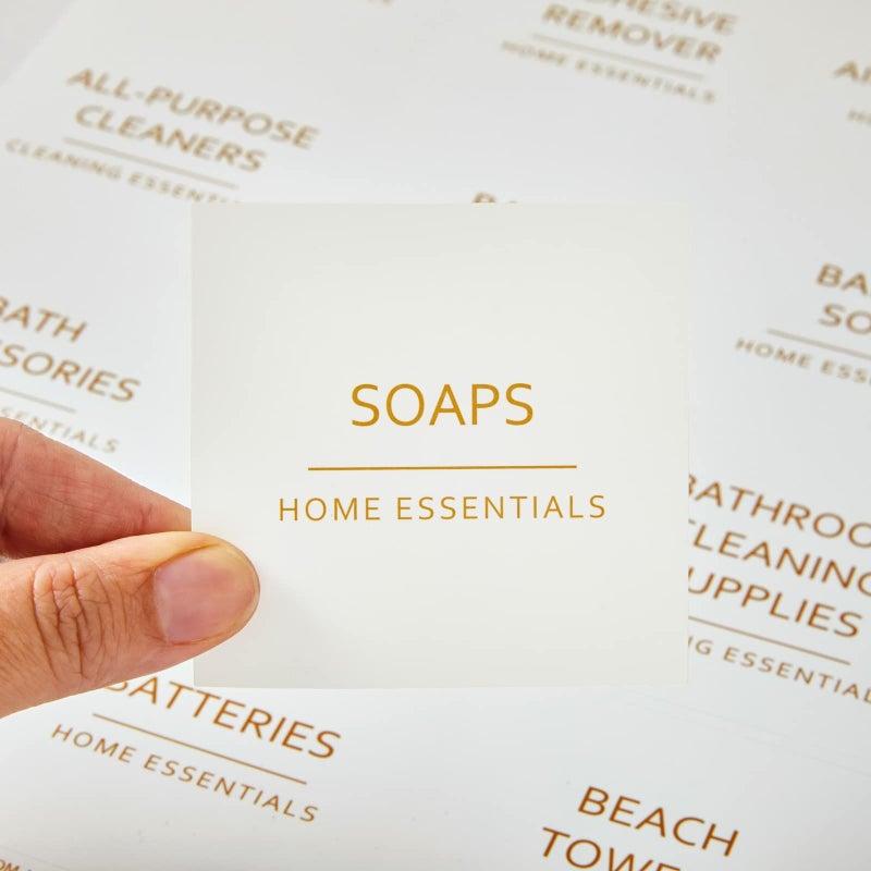 Talented Kitchen Laundry Label Set - Waterproof Gold Cleaning Labels - Space-Saving Laundry Room Organization - Pack of 144, 2.5" Square, Gold on White Matte - Image 5
