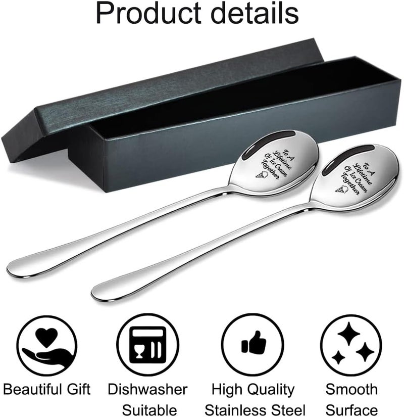 ZBBFSCSB To A Lifetime of Ice Cream Together - 2 Pcs Spoon Set, His & Her Ice Cream Spoons, Perfect for Couples - Anniversary & Birthday Gifts - Image 2