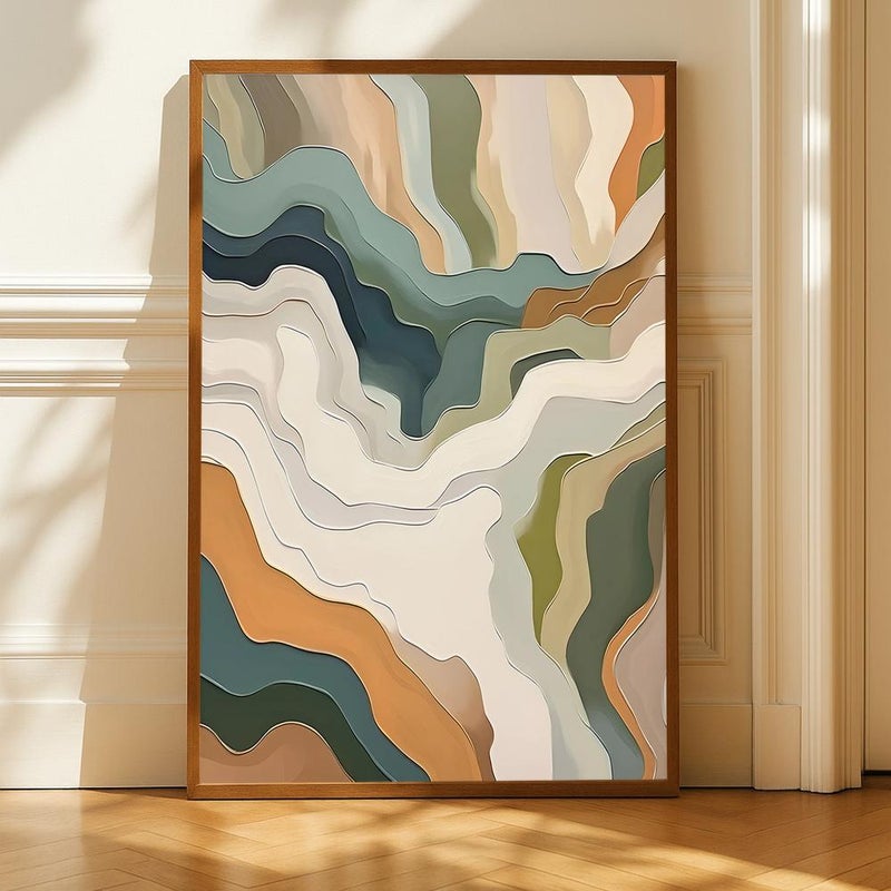 ماركتنا لوحة قماشية بتصميم تجريدي مع برواز مجوف مقاس (40×60) قطعة واحدة - Image 2