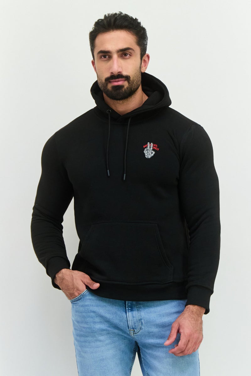 MEMBERS ONLY Men Embroidered Logo Long Sleeves Hoodie, Black - Image 1