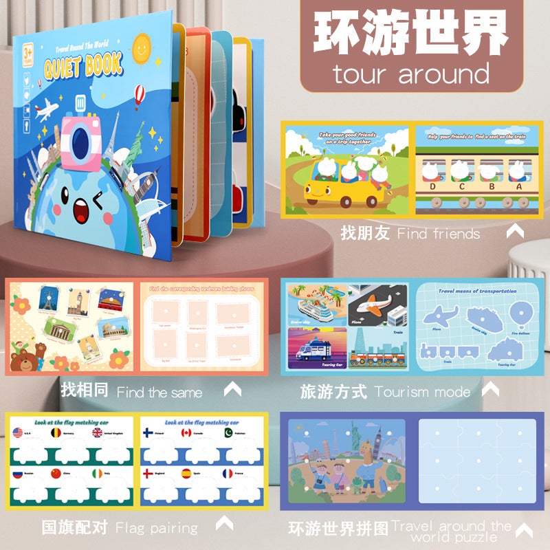 Busybook Quiet Paste Book Children'S Early Education Traffic Animal Fruit Cognitive Book Jigsaw Puzzle Educational Toy - Image 1