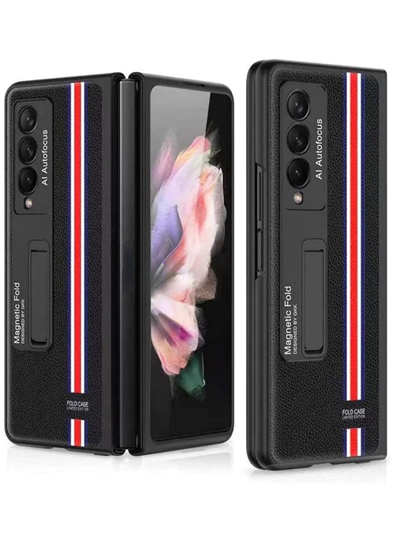 Generic Cover Case Compatible with Galaxy Z Fold 3 Case, Z Fold 3 Cover Cases with Kickstand Folio Flip Phone Case Compatible with Samsung Galaxy Z Fold 3 