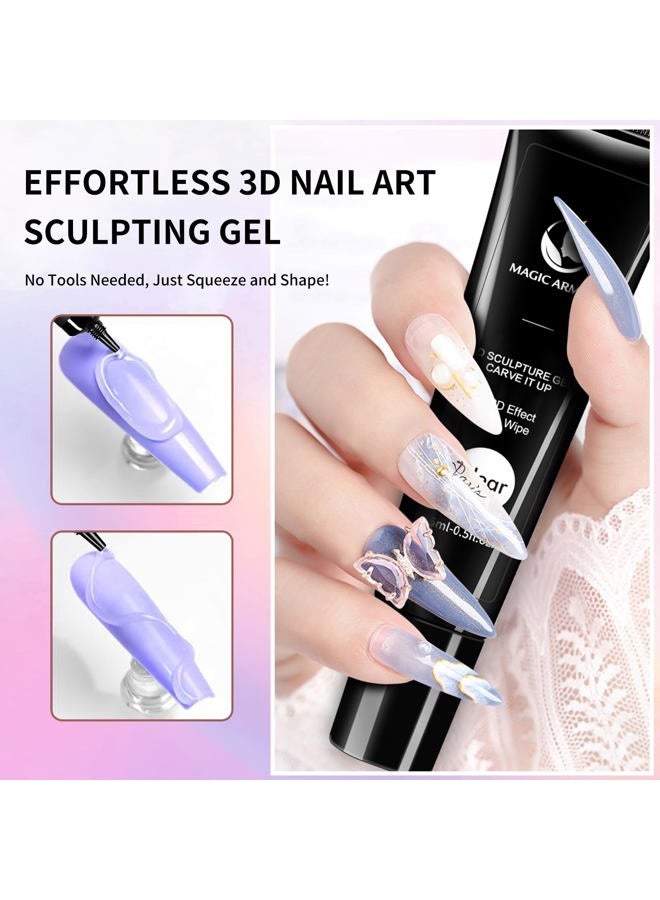 MAGIC ARMOR 15g 3D Nail Gel Sculpting Gel Nail Art Glue for Nail Art Designs DIY Nail Craving Molding Gel for 3D Gel Nail Art Polish Painting Drawing Gel Sculpture Gel Nail Decoration Manicure Clear - Image 3