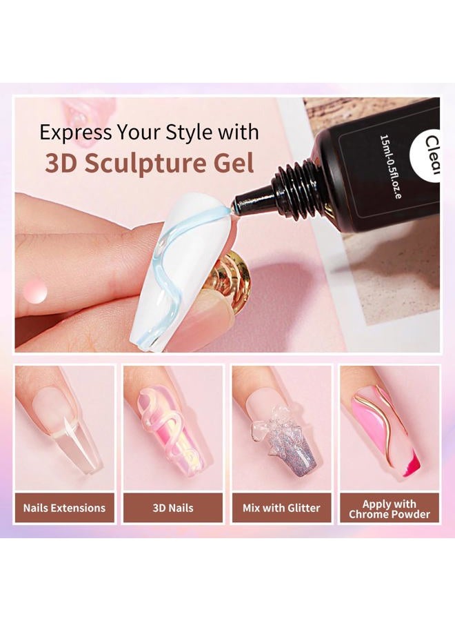 MAGIC ARMOR 15g 3D Nail Gel Sculpting Gel Nail Art Glue for Nail Art Designs DIY Nail Craving Molding Gel for 3D Gel Nail Art Polish Painting Drawing Gel Sculpture Gel Nail Decoration Manicure Clear - Image 4